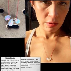 Fire Ethiopian Opal Trio Drop Healing Necklace